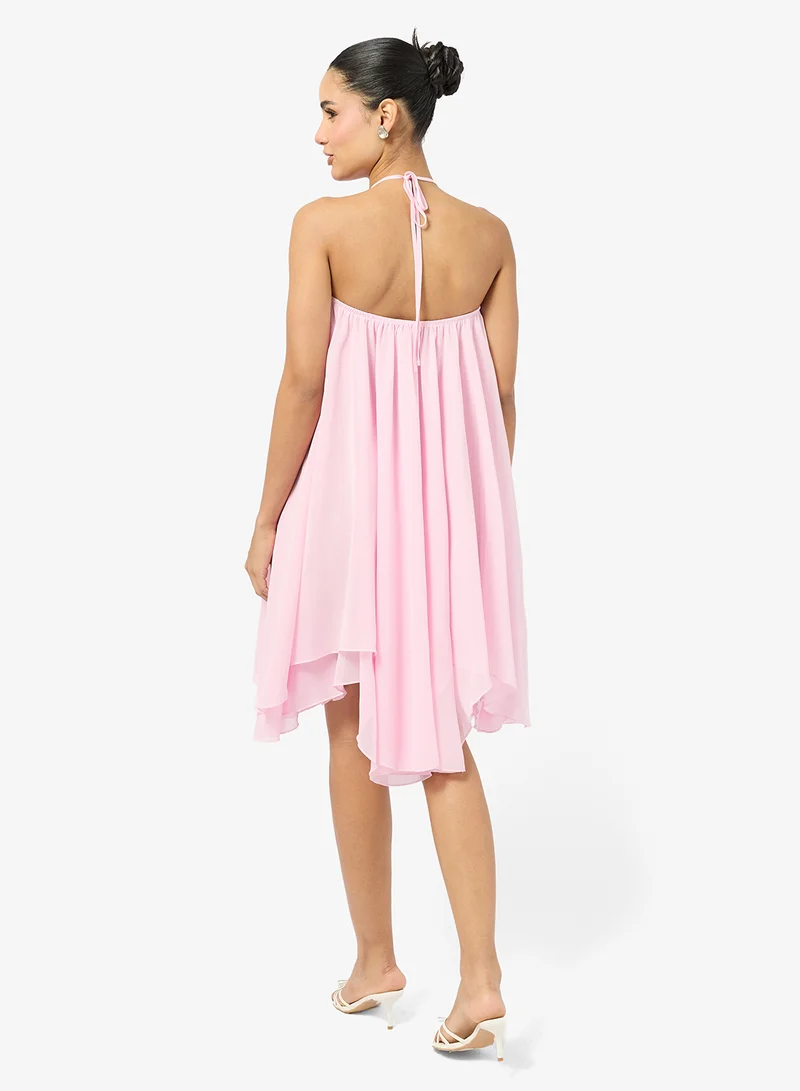 Ginger Halter Neck A Line Pleated Dress